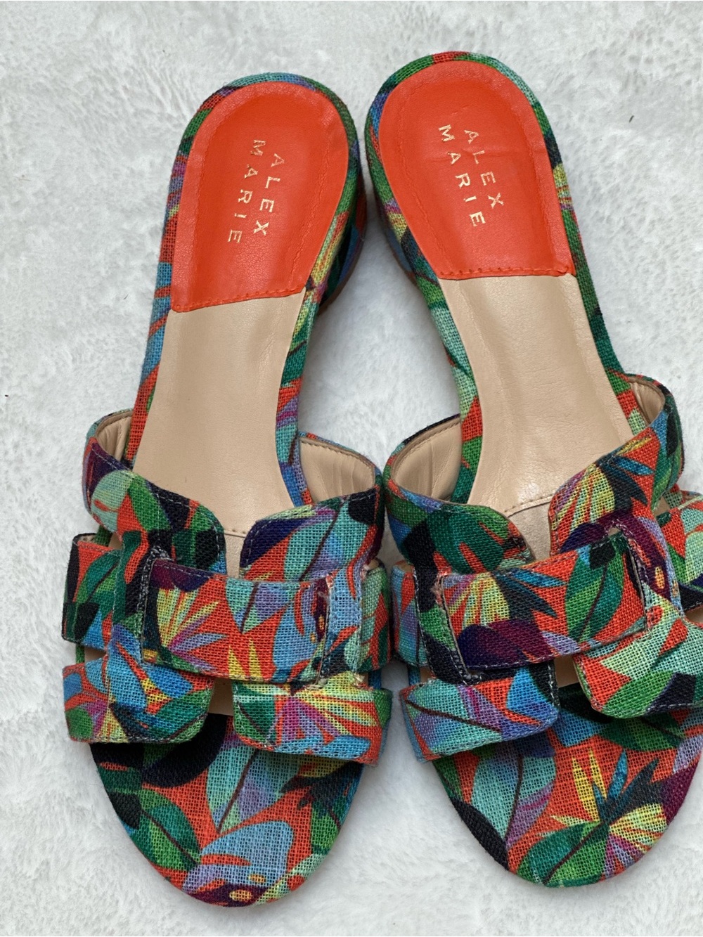 Alex Marie Multicolor Tropical Print Slip-On Mules